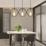 Load image into Gallery viewer, 3/5 Light Metal Rod Hanging Lamp With Geometric Iron Frame Dining Room Chandelier