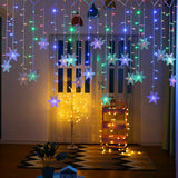 Load image into Gallery viewer, LED Snowflake Curtain String Lights Plug-in Curtain Lights with 8 Modes Decoration
