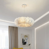 Load image into Gallery viewer, Nordic Ring Feather Chandelier White Fluffy Lamp Shade Pendant Light