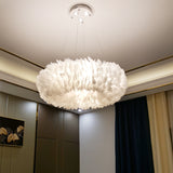 Load image into Gallery viewer, Nordic Ring Feather Chandelier White Fluffy Lamp Shade Pendant Light