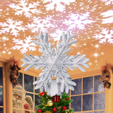 Load image into Gallery viewer, Christmas Tree Xmas Topper Lighted Snowflake LED Rotating Lamp