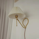 Load image into Gallery viewer, Nordic Vintage White Brass Wall Lamp Pleated Table Lamp Shade