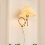 Load image into Gallery viewer, Nordic Vintage White Brass Wall Lamp Pleated Table Lamp Shade