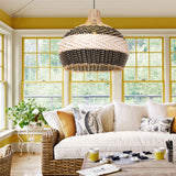 Load image into Gallery viewer, Black &amp; White Lampshade Rattan Pendant Light