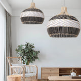 Load image into Gallery viewer, Black &amp; White Lampshade Rattan Pendant Light