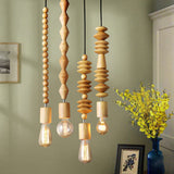 Load image into Gallery viewer, Modern Solid Wood Bead Chain Hanging Pendant Lights
