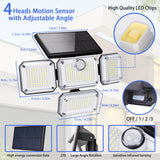 Load image into Gallery viewer, 4 Heads Solar Powered Motion Sensor Flood Lights