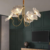 Load image into Gallery viewer, Modern Lotus Leaf Glass Living Room Chandelier