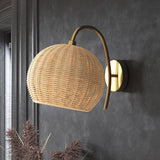 Load image into Gallery viewer, Rattan Lantern Shape Hanging Wall Sconce