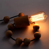 Load image into Gallery viewer, Modern Solid Wood Bead Chain Hanging Pendant Lights