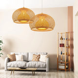 Load image into Gallery viewer, Bamboo Drum Hanging Ceiling Lights Woven Chandelier Lamp Shades